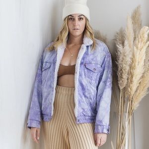SOLD Vintage hand dyed vintage Levi’s Sherpa jacket OS